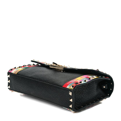Valentino Garavani Pebbled Calfskin Embroidered Medium Rockstud Flip Lock Crossbody Bag Black 6 of 6
