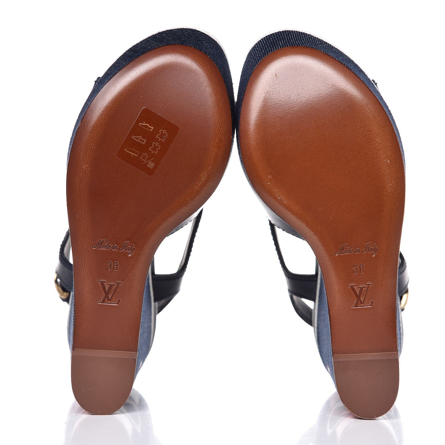 Louis Vuitton Denim Postcard Wedge Sandal 38 Blue 5 of 9