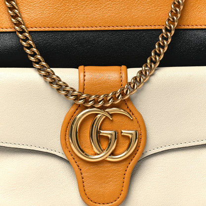 Gucci New Sakai Calfskin Lux Tri-Color Dahlia Chain Shoulder Bag Black Mystic White Sun Oil 8 of 11