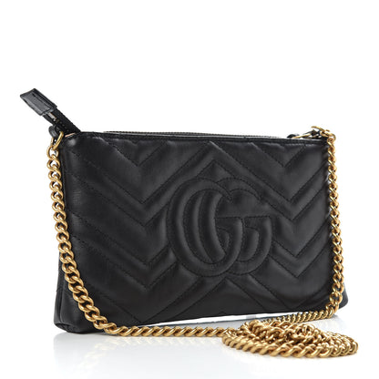 Gucci Calfskin Matelasse Mini GG Marmont Chain Bag Black 3 of 10