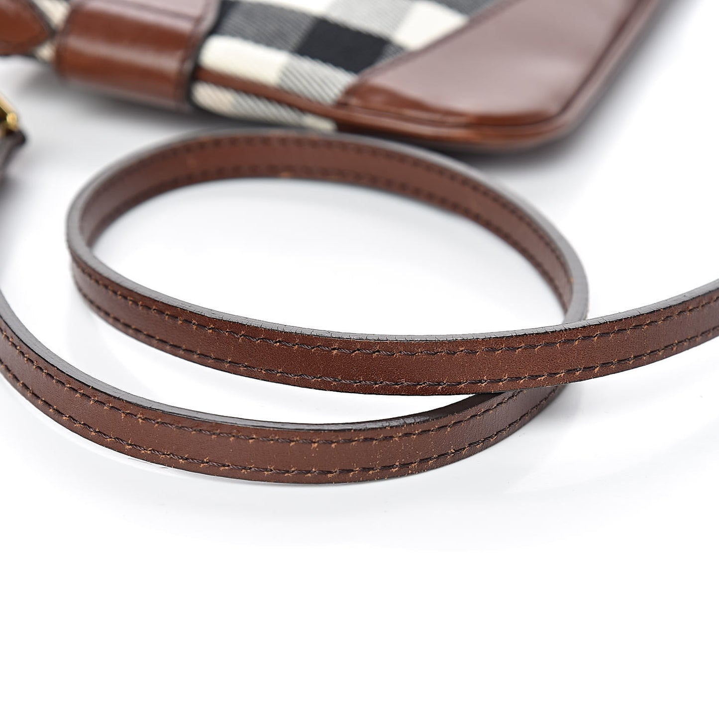 House Check Bridle Calfskin Peyton Crossbody Tan