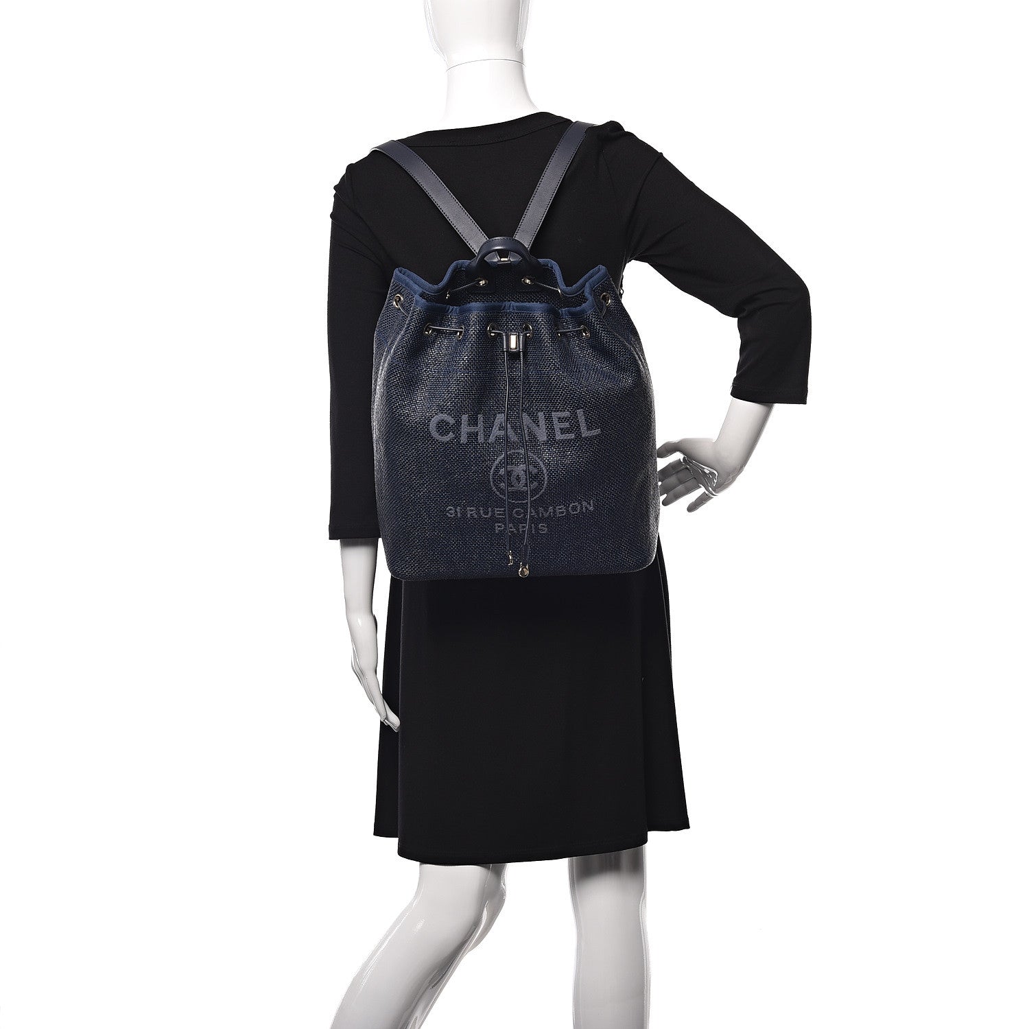 Chanel Woven Straw Medium Deauville Backpack Blue 2 of 14