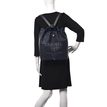 Chanel Woven Straw Medium Deauville Backpack Blue 2 of 14