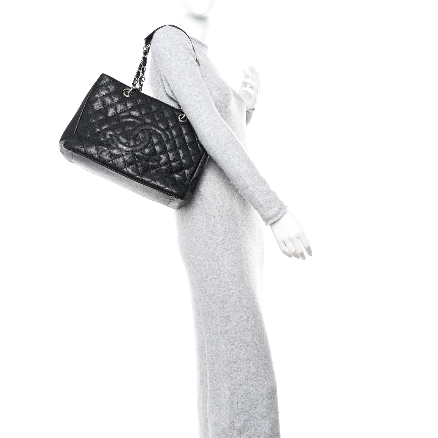 Caviar Quilted Grand Shopping Tote GST Black