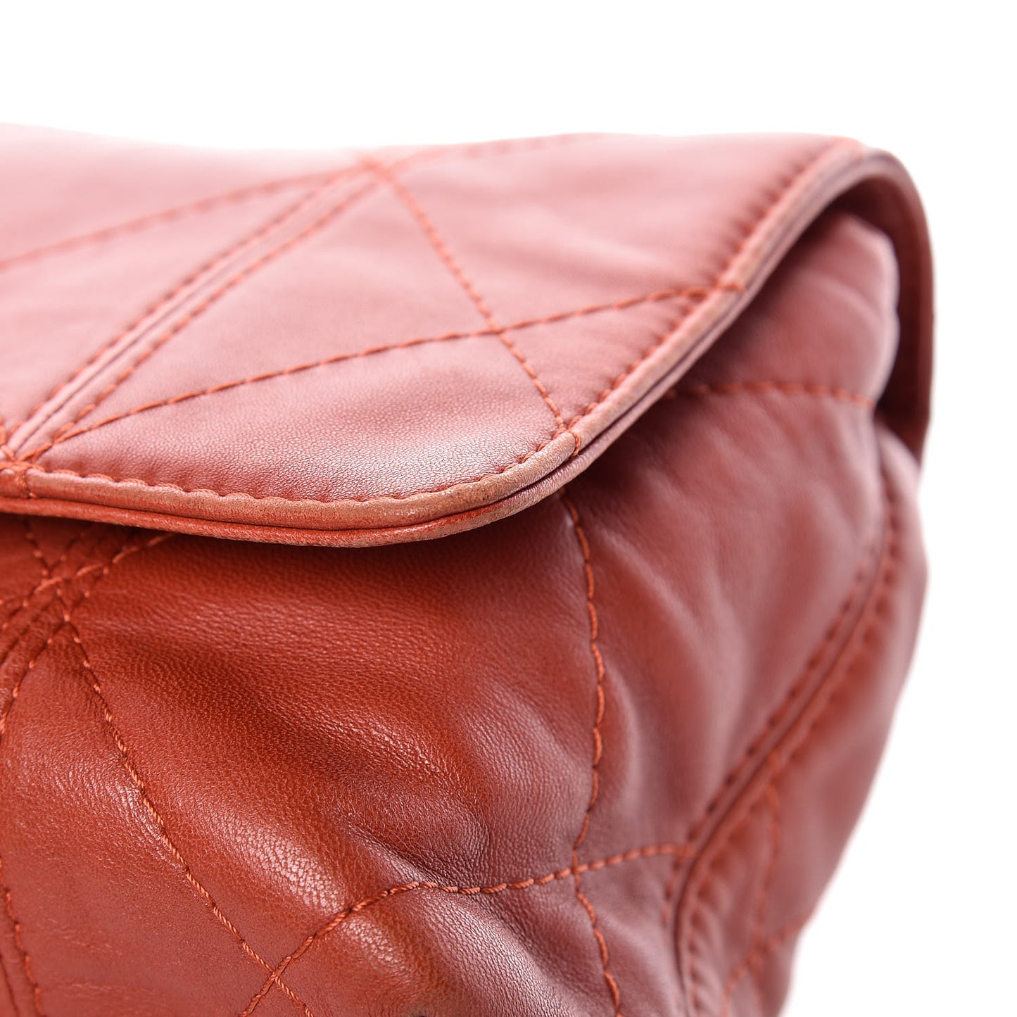 Lambskin Quilted Large Soft Touch Flap Dark Ochre