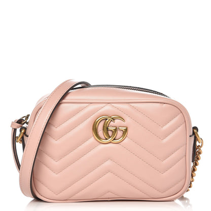 Gucci Calfskin Matelasse Mini GG Marmont Chain Shoulder Bag Perfect Pink 1 of 8