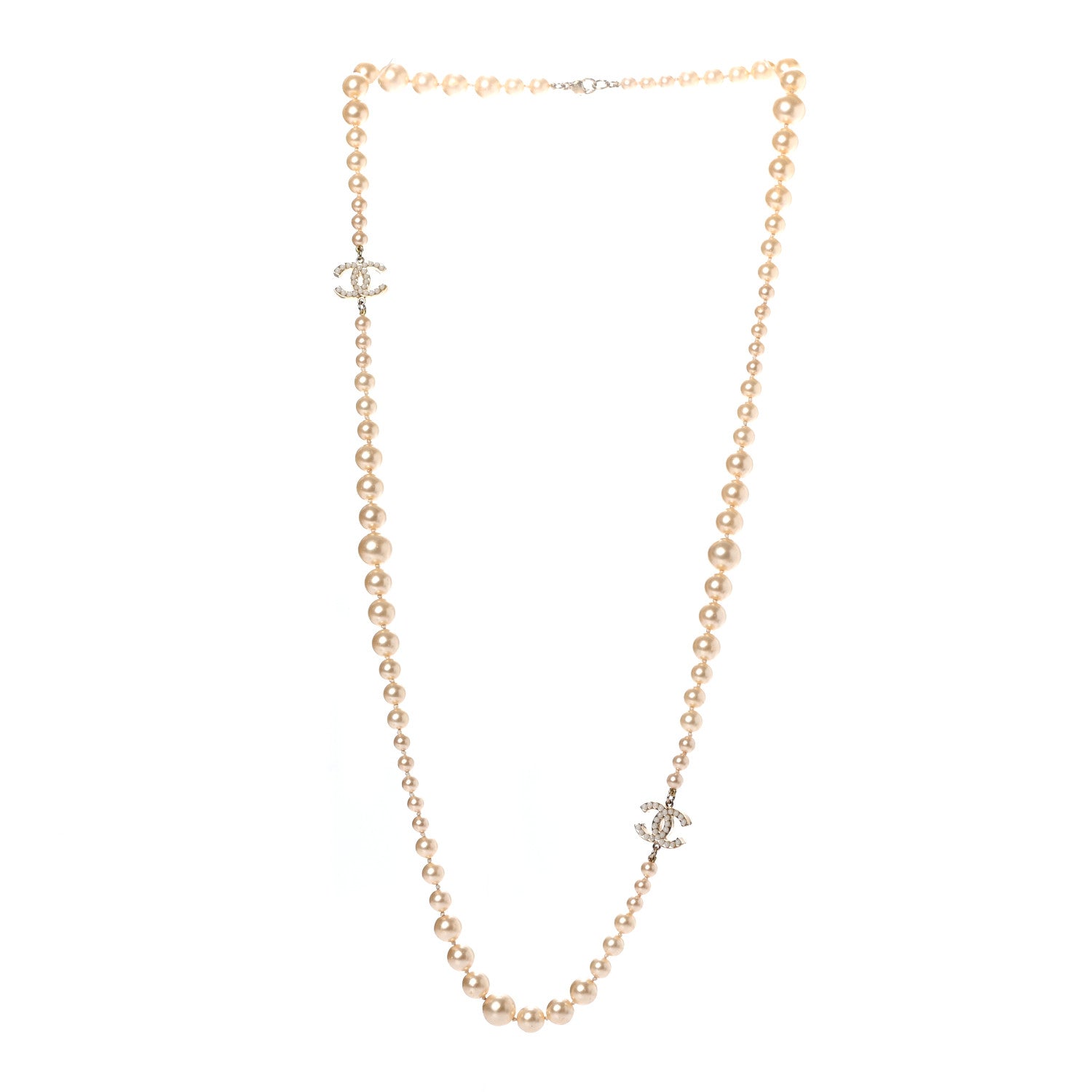 Chanel Graduated Pearl CC Long Necklace Gold 3 of 5