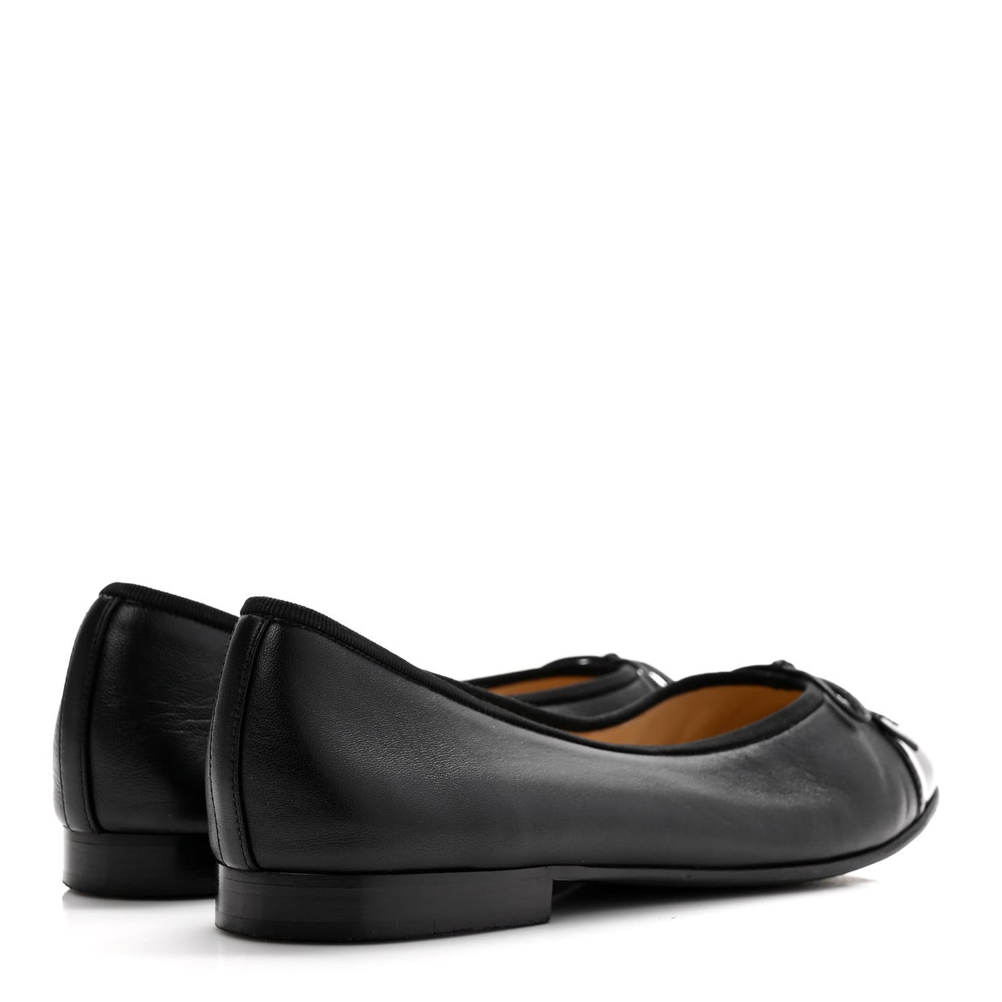 Lambskin Patent Cap Toe CC Ballerina Flats 37 Black
