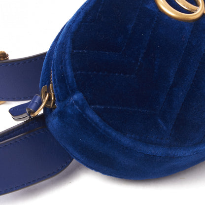 Gucci Velvet Matelasse GG Marmont Belt Bag 95 38 Cobalt Blue 9 of 9