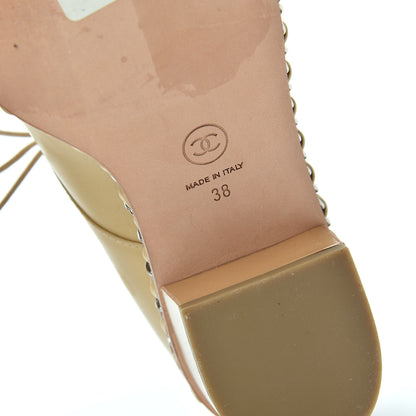 Chanel Calfskin Chain Lace Up Oxfords 38 Beige Clair 9 of 10