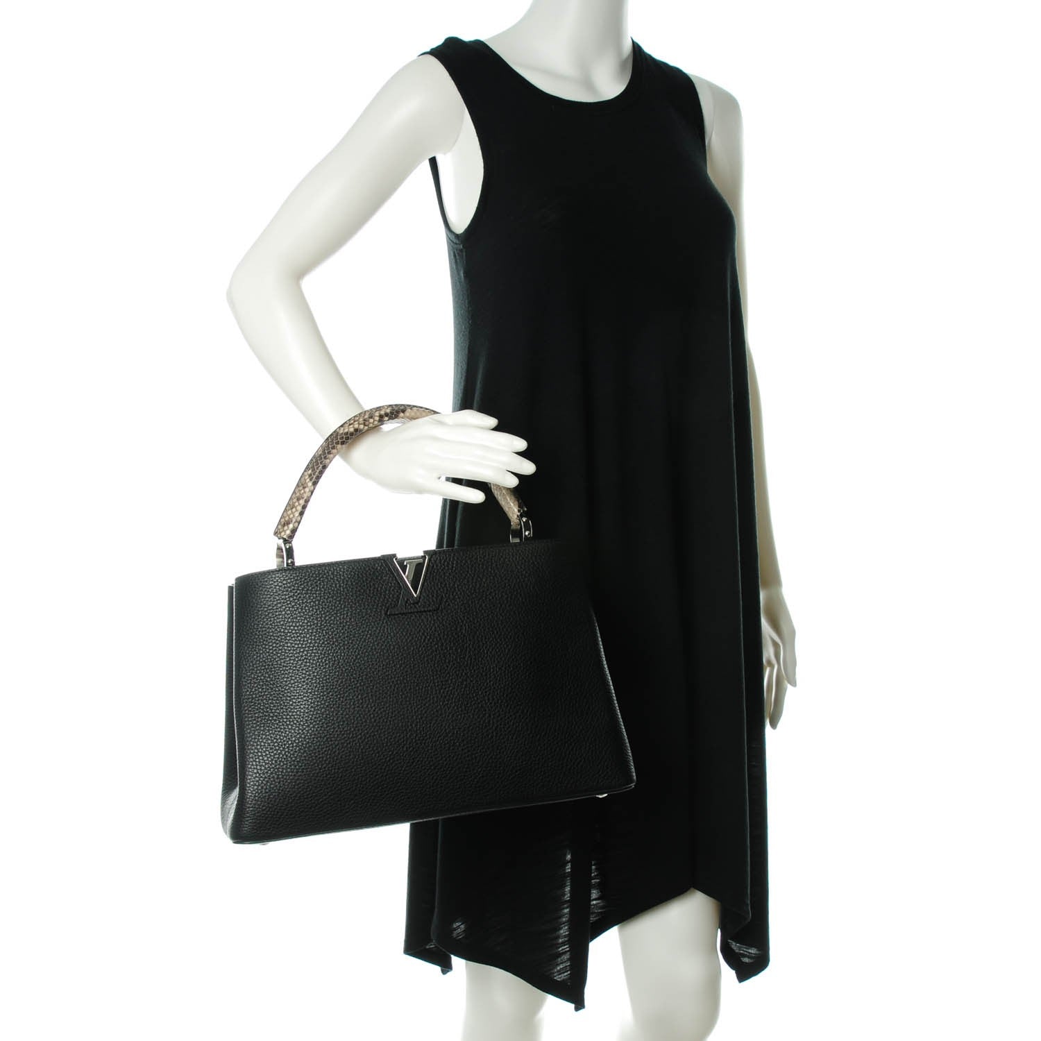 Louis Vuitton Taurillon Python Capucines MM Black 2 of 7