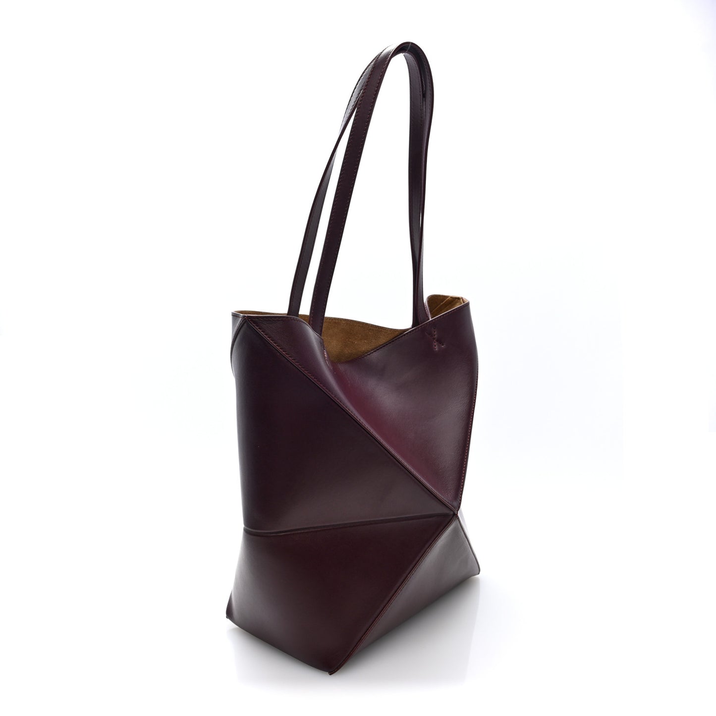 Shiny Calfskin Medium Puzzle Fold Tote Dark Burgundy
