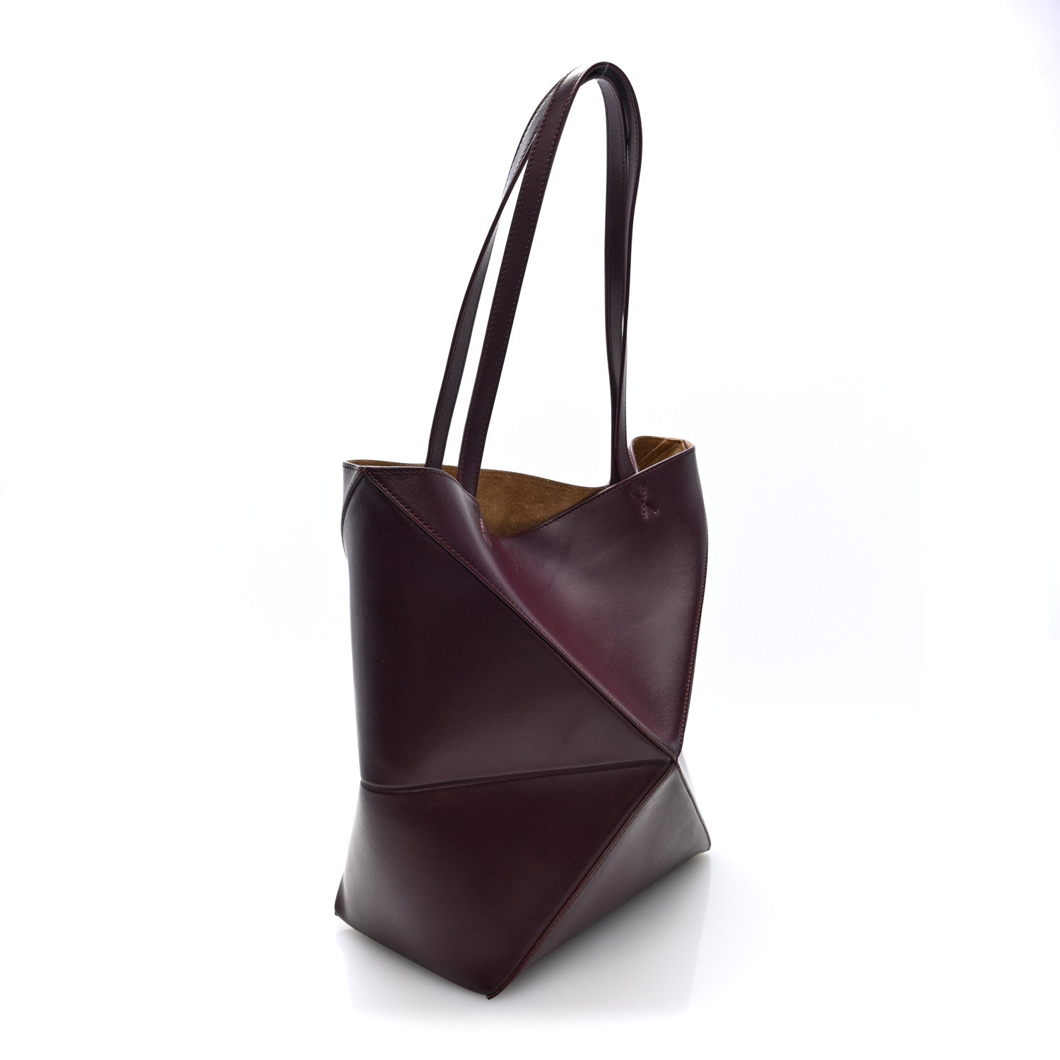 Loewe Shiny Calfskin Medium Puzzle Fold Tote Dark Burgundy 3 of 10
