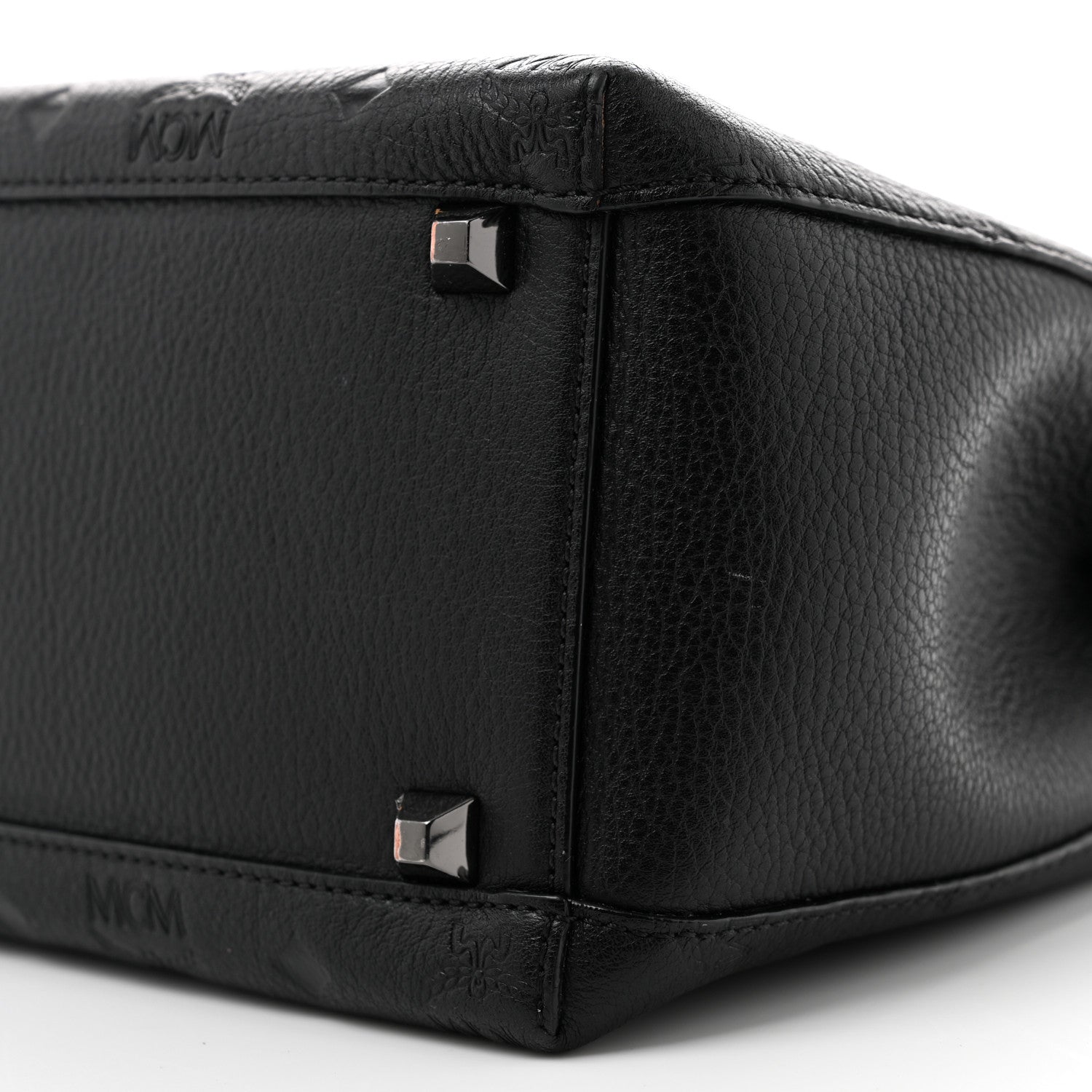 MCM Calfskin Ottomar Monogram Sarah Convertible Hobo Black 9 of 13