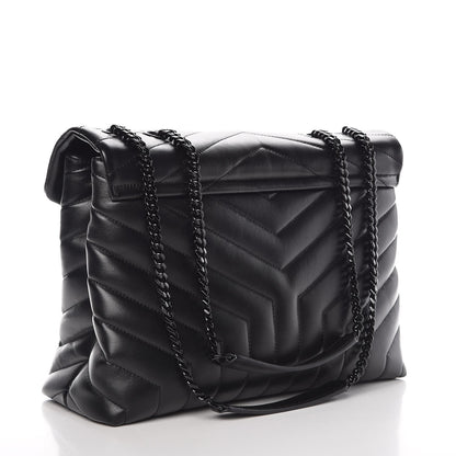 Saint Laurent Calfskin Y Quilted Monogram Medium Loulou Chain Satchel Black 3 of 8