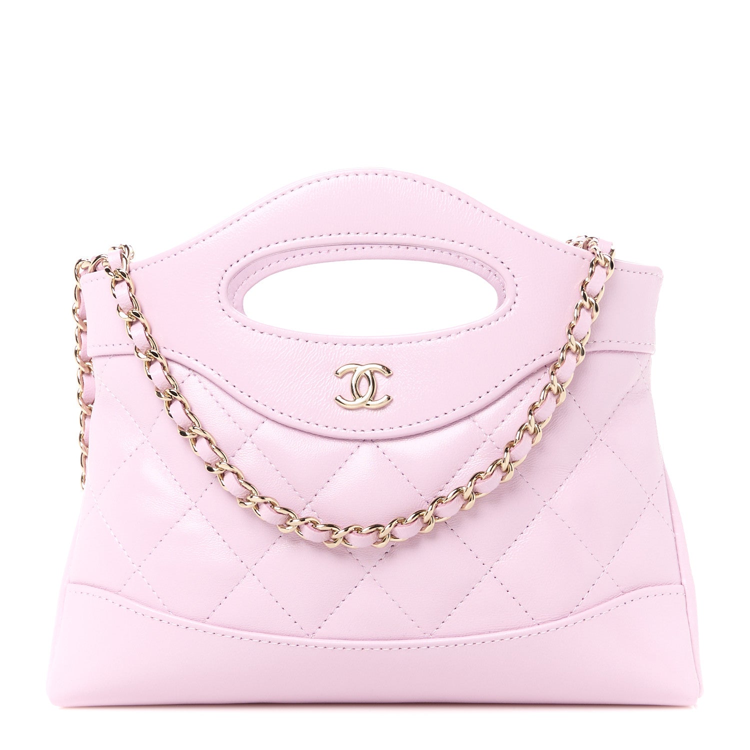 Chanel Shiny Crumpled Calfskin Quilted Nano 31 Shopping Bag Light Pink 1 of 11