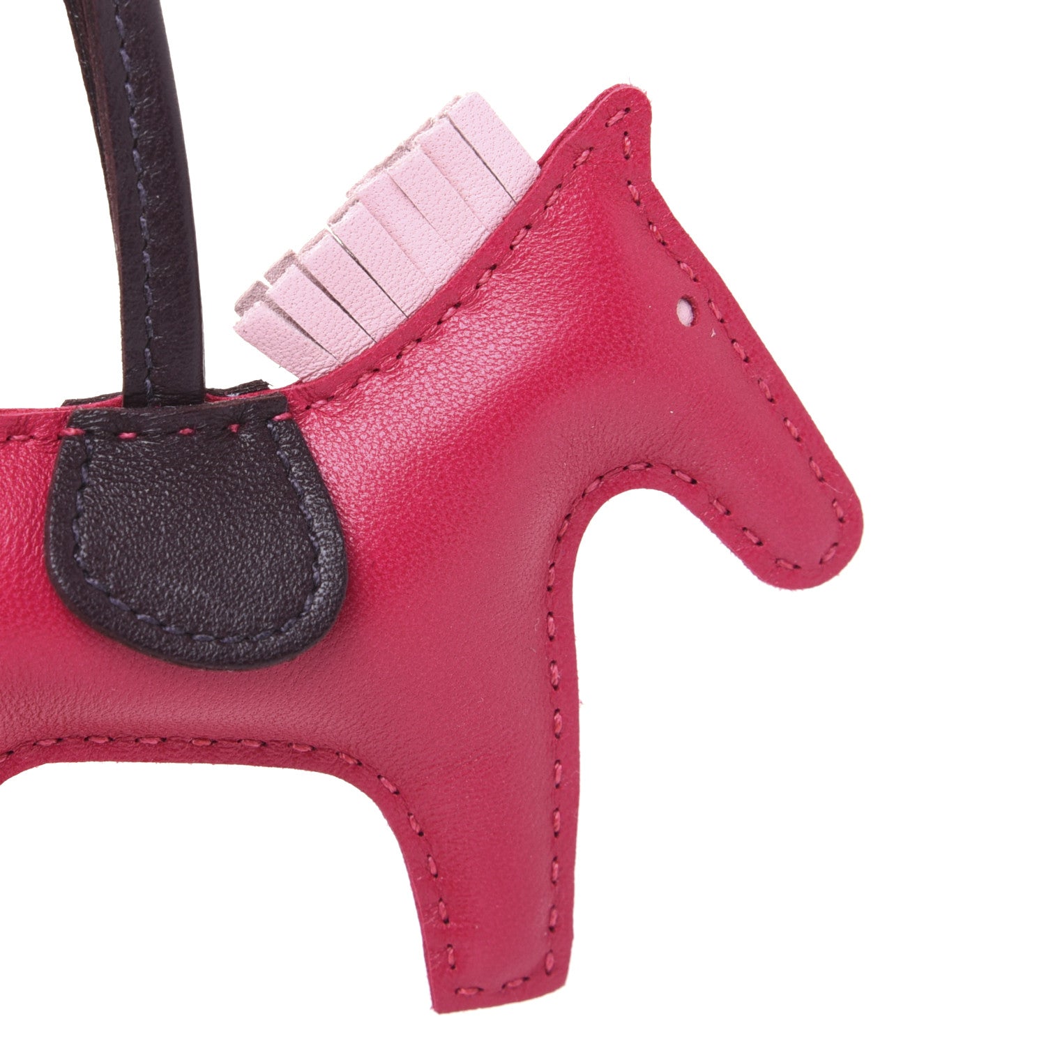 Hermes Milo Lambskin Grigri Rodeo Horse Bag Charm PM Rose Sakura Framboise Rouge Sellier 6 of 8