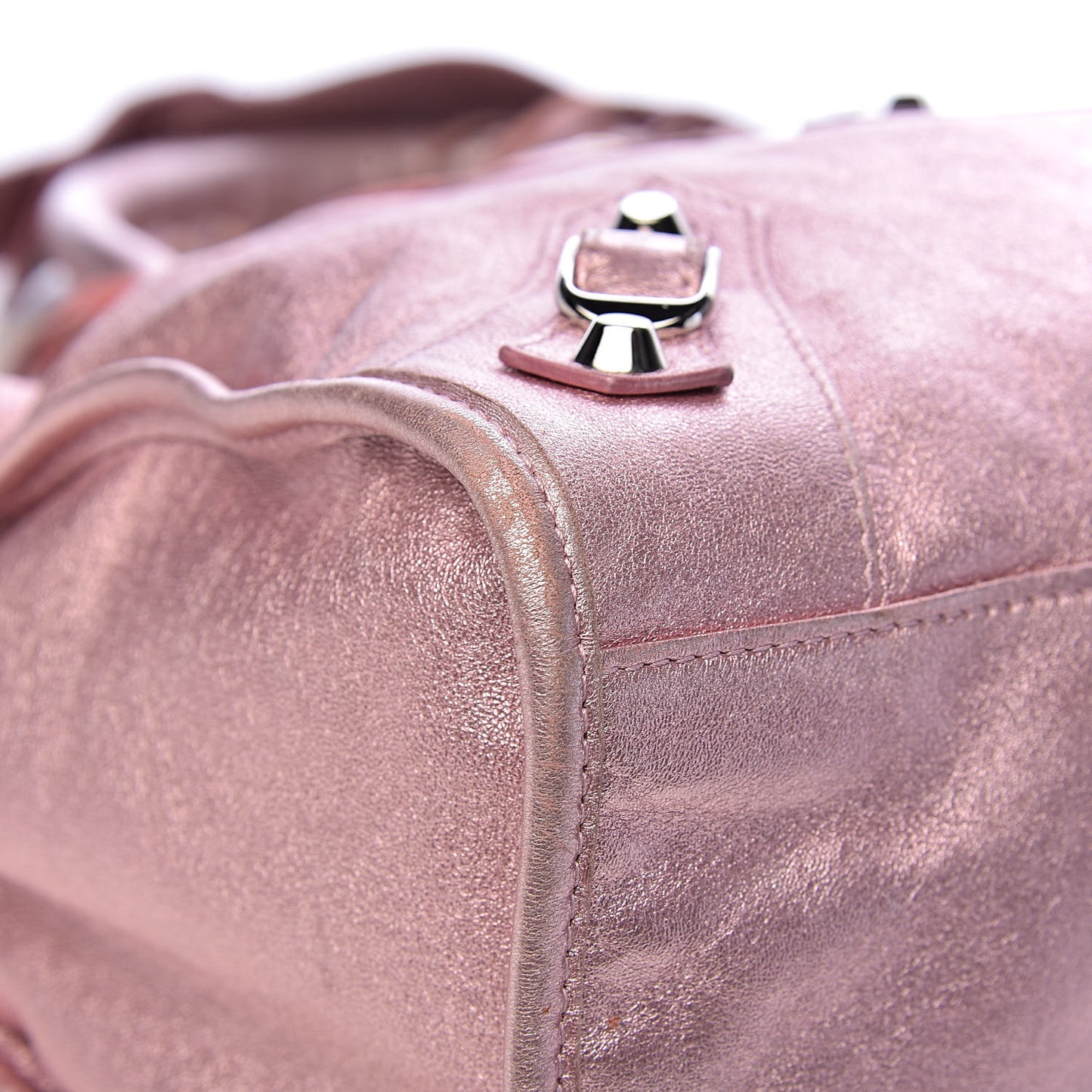 Metallic Agneau Classic Silver Hardware S City Sparkle Pale Rose