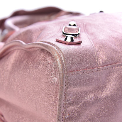 Balenciaga Metallic Agneau Classic Silver Hardware S City Sparkle Pale Rose 13 of 17