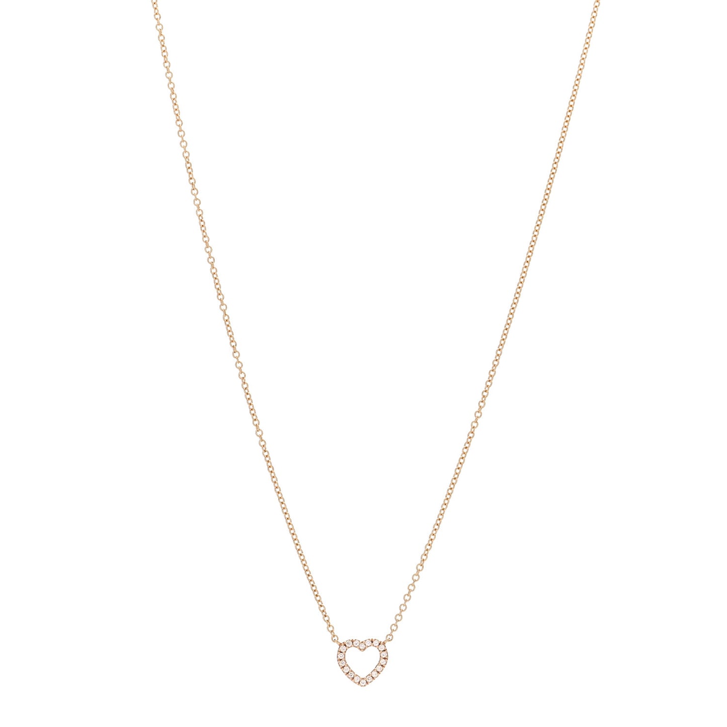 18K Yellow Gold Diamond Metro Heart Pendant Necklace