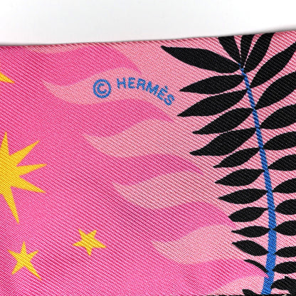 Hermes Silk Sous Le Charme D Orphee Baguette Twilly Rose Bleu Black 3 of 4