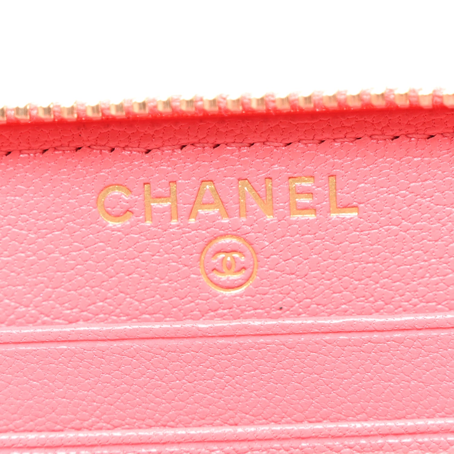 Chanel Goatskin Quilted Tri-Color In & Out Zip Around Wallet Orange Green Pink 6 of 9
