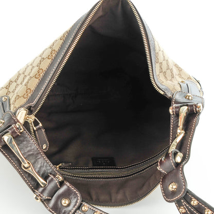 Gucci Monogram Pelham Studded Shoulder Bag Brown 5 of 7