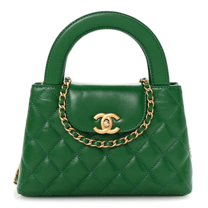 Chanel Shiny Aged Calfskin Quilted Nano Kelly Shopper Green 1 of 10