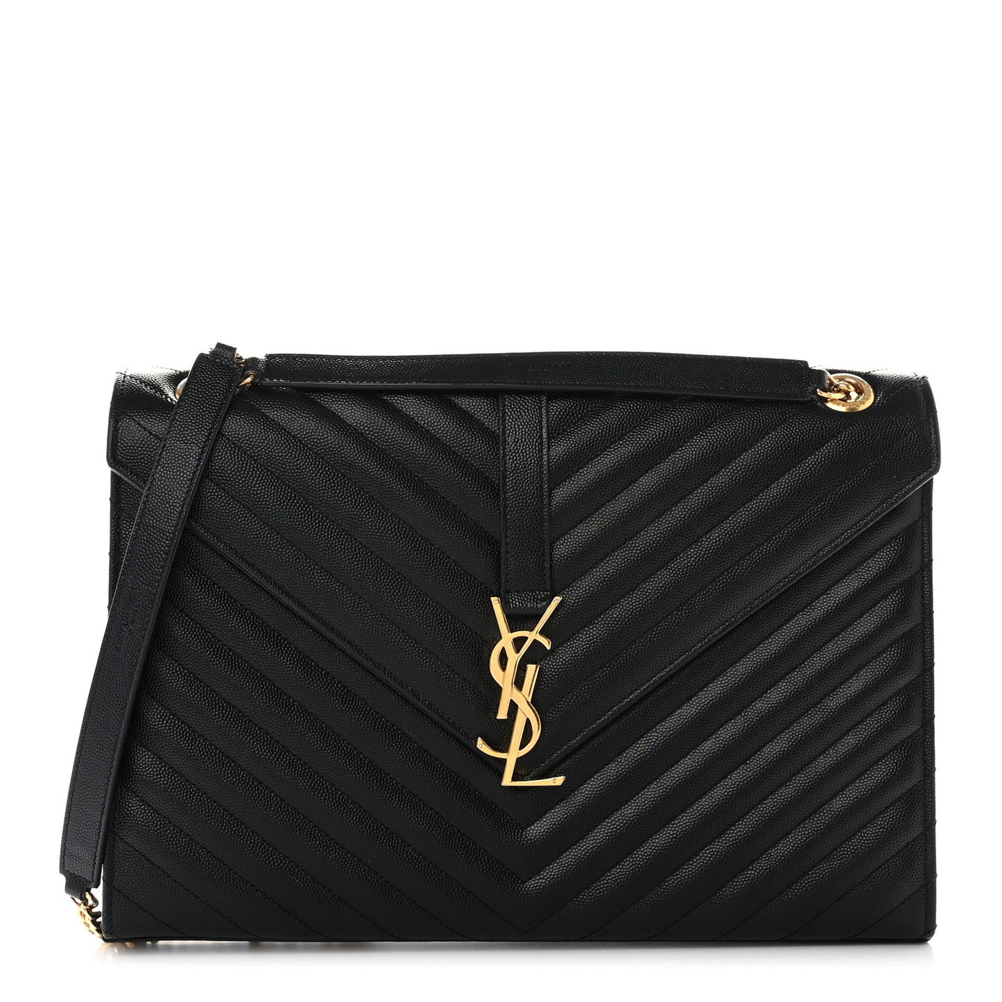 Grain De Poudre Matelasse Chevron Large Monogram Satchel Black