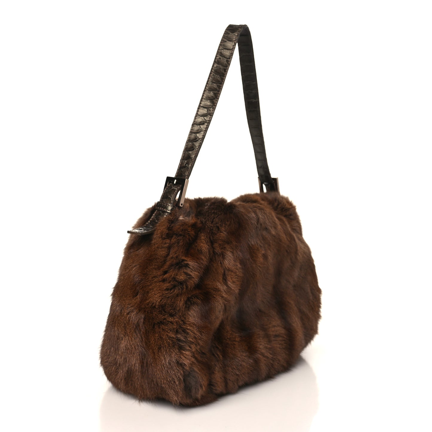 Mink Fur Snakeskin Mama Baguette