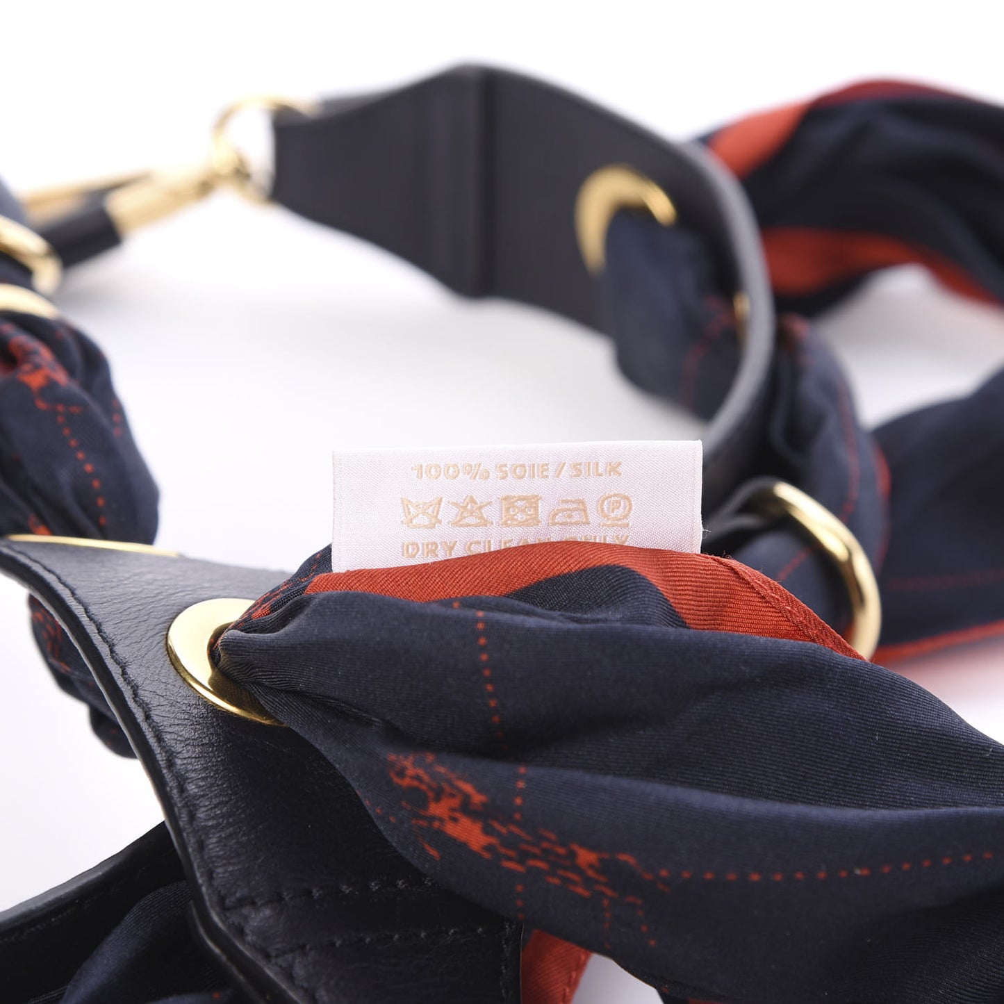 Calfskin Silk Little Horses Scarf Strap Navy