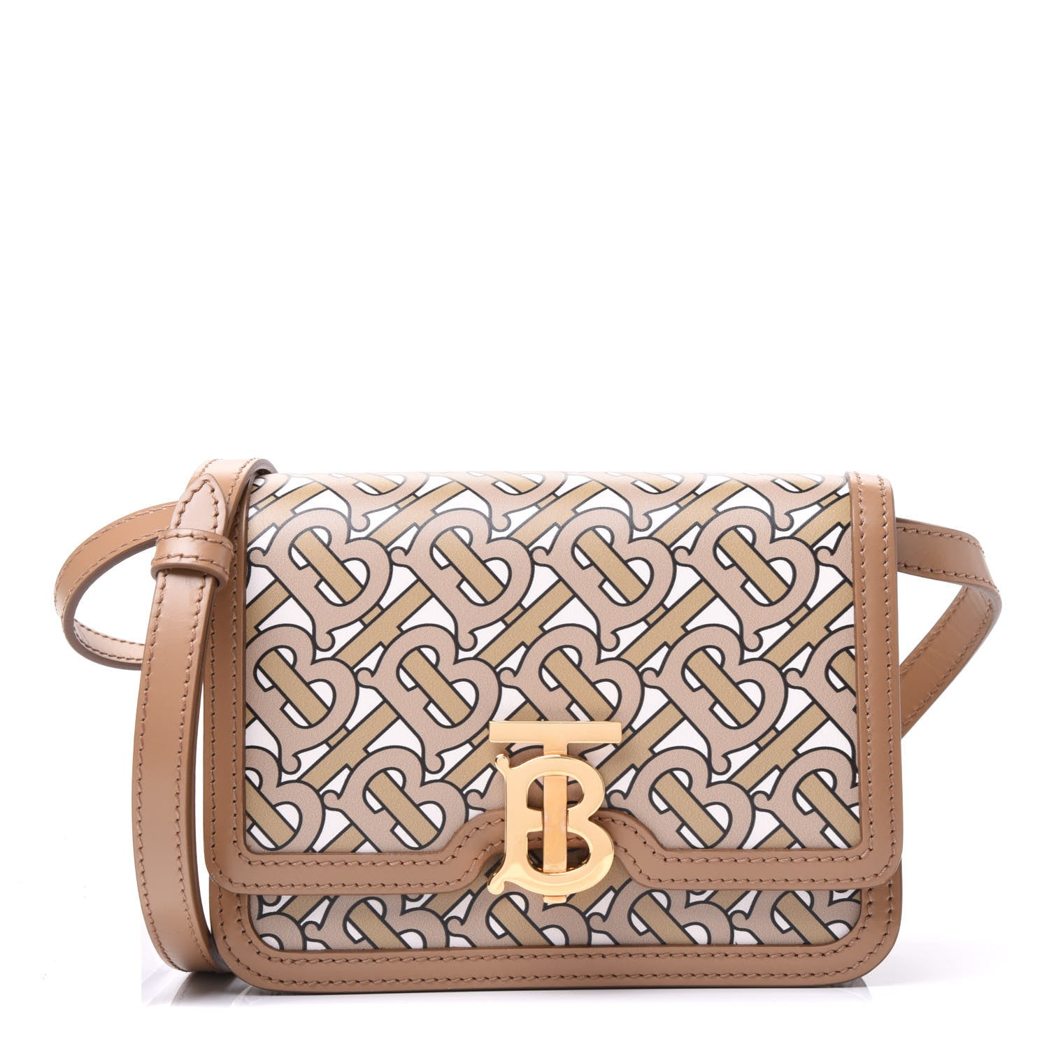 Burberry Calfskin Monogram Mini TB Bag Beige 1 of 8