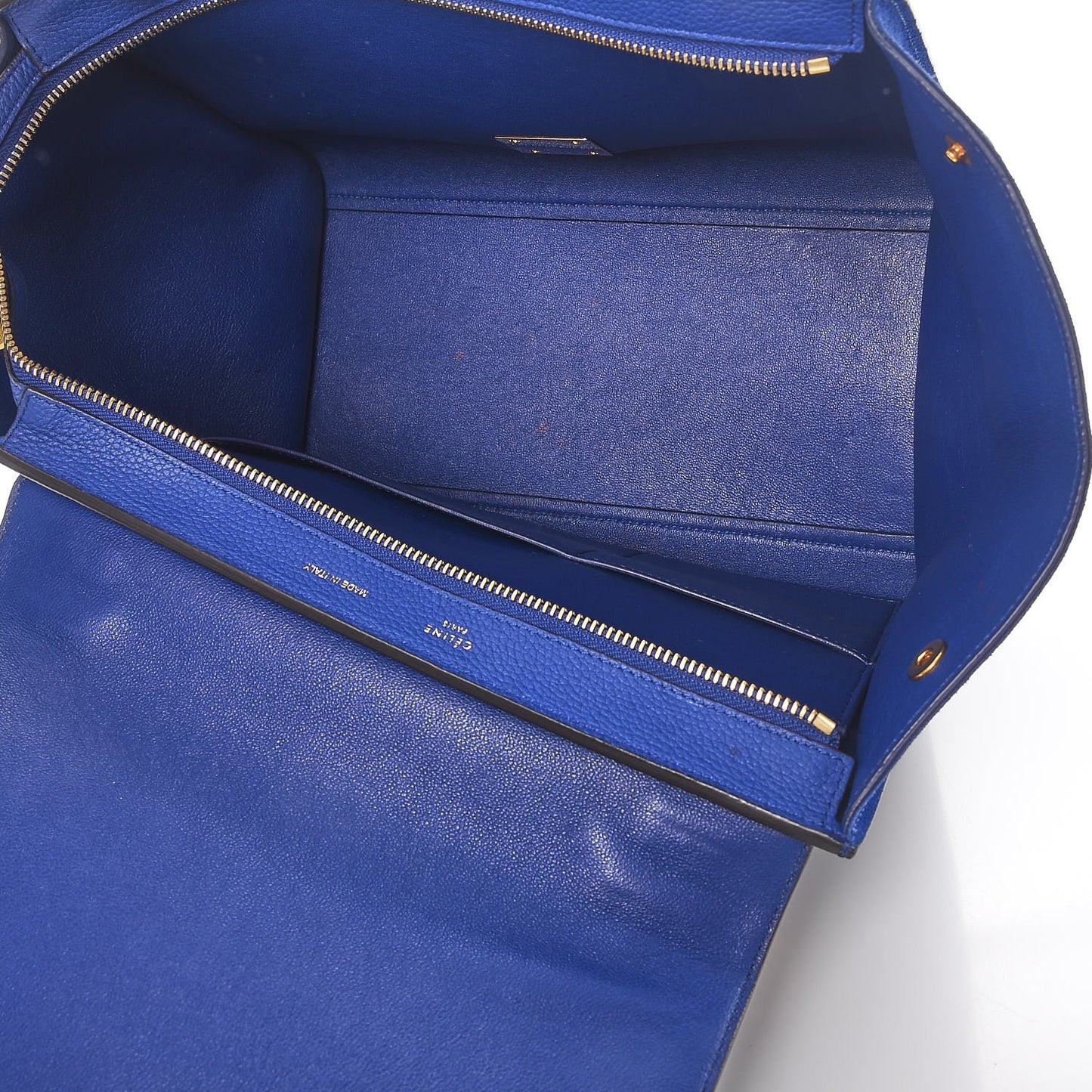 Drummed Calfskin Suede Small Trapeze Indigo