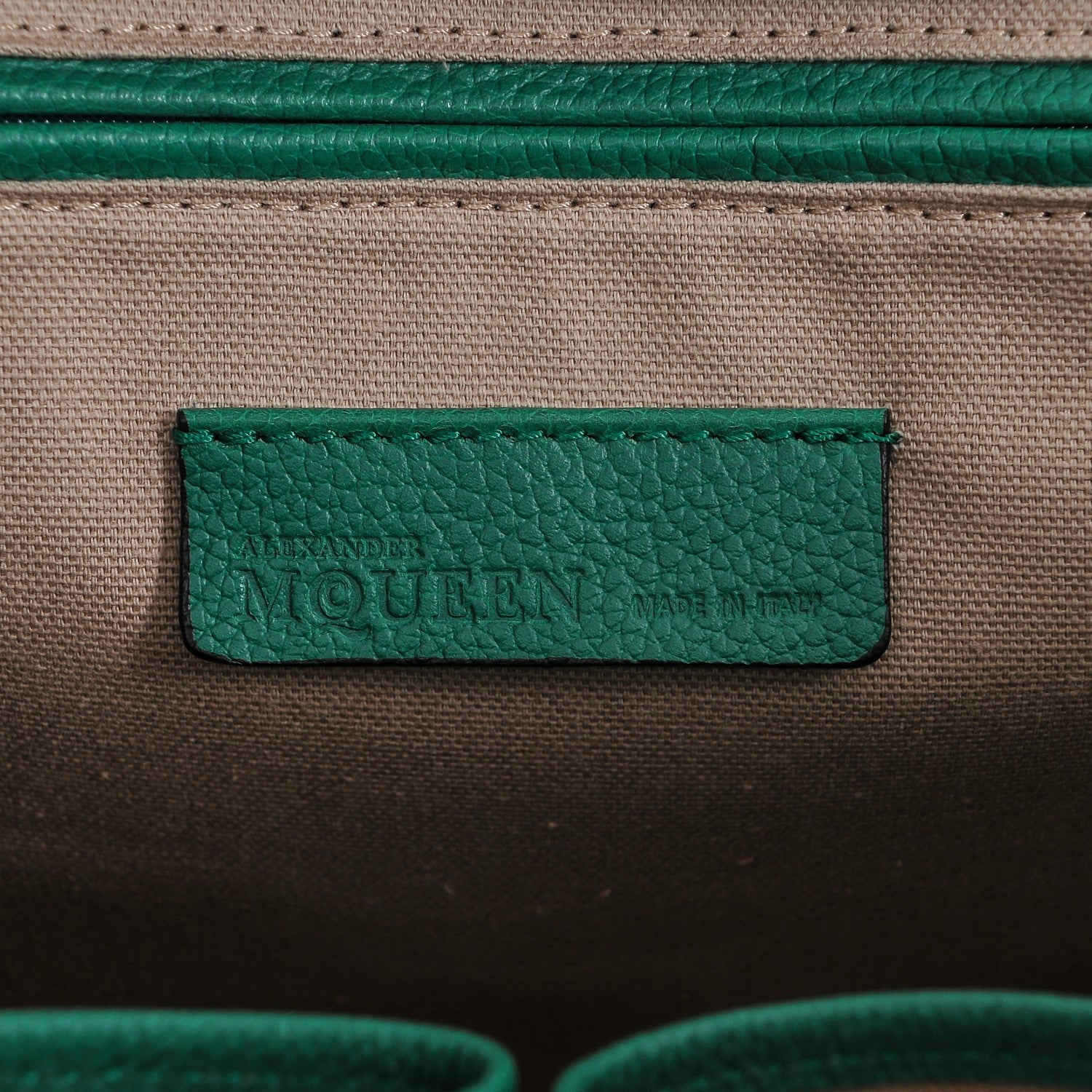 Alexander McQueen Pebbled Calfskin Large Skull Padlock Zip Around Tote Emerald 7 of 10