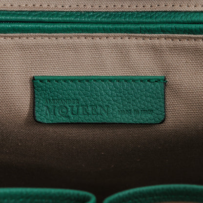 Alexander McQueen Pebbled Calfskin Large Skull Padlock Zip Around Tote Emerald 7 of 10