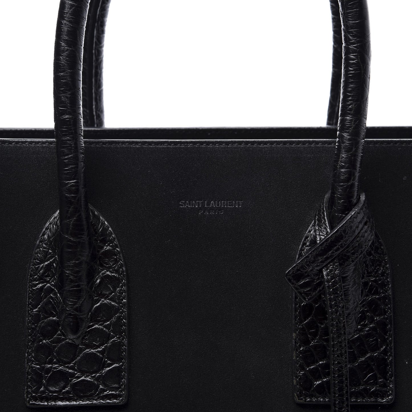 Suede Crocodile Embossed Small Sac De Jour Black
