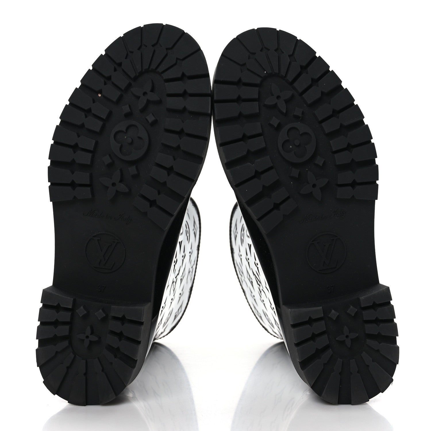 Louis Vuitton Rubber Embossed Monogram Drops Flat Half Boots 37 Black 5 of 7