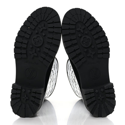 Louis Vuitton Rubber Embossed Monogram Drops Flat Half Boots 37 Black 5 of 7