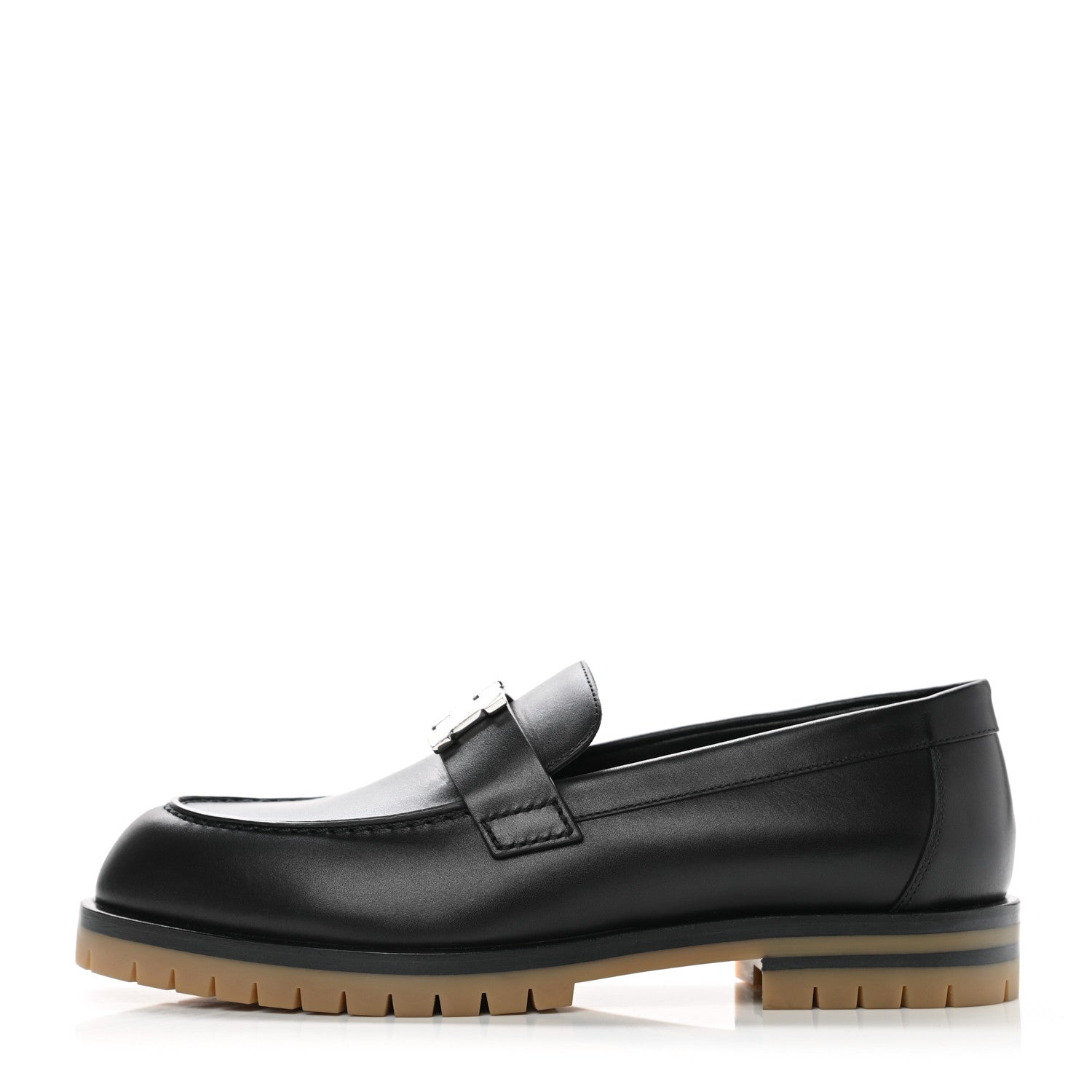 Hermes Calfskin Womens Faubourg Loafers 35.5 Black 1 of 9