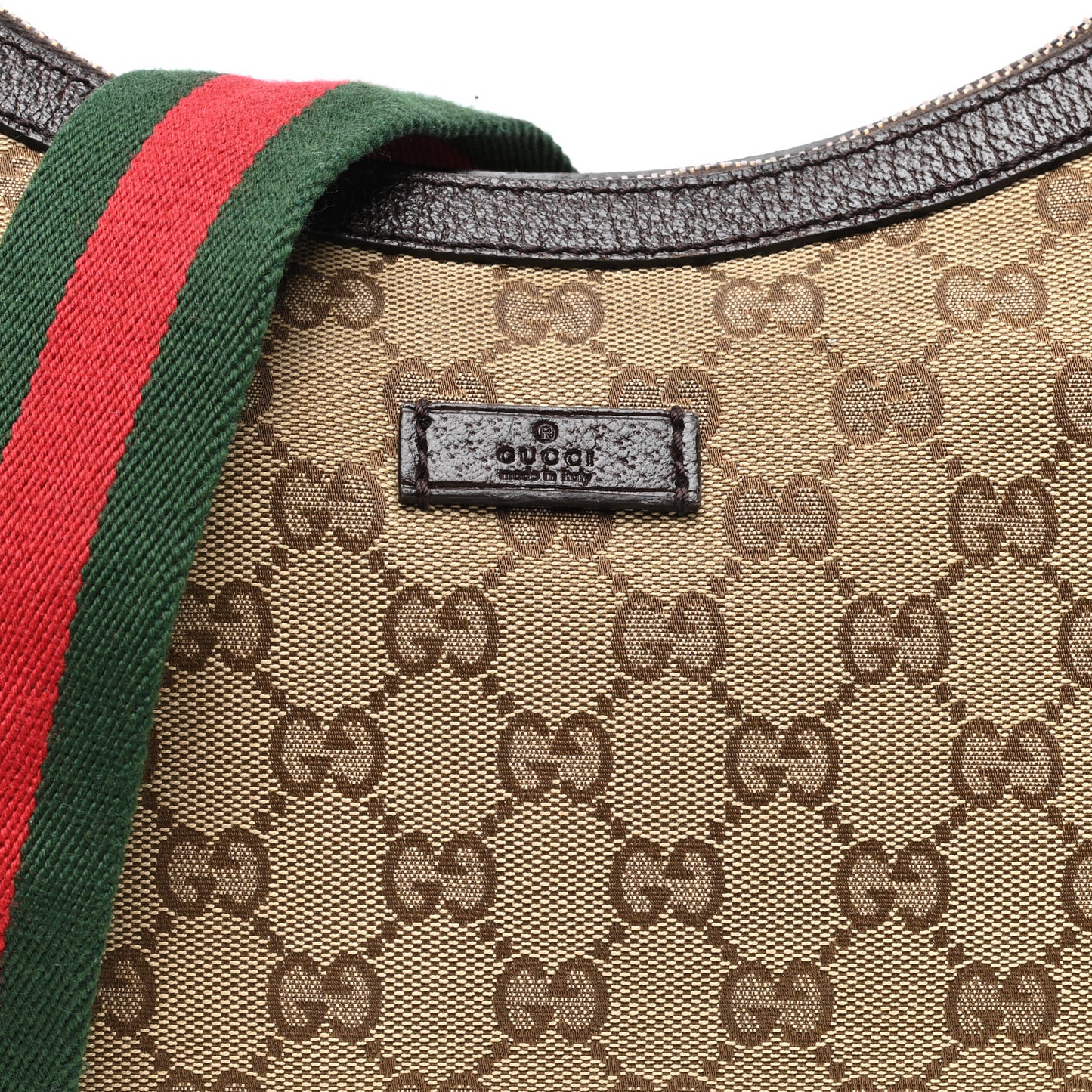 Monogram Web Medium Half Moon Hobo Dark Brown