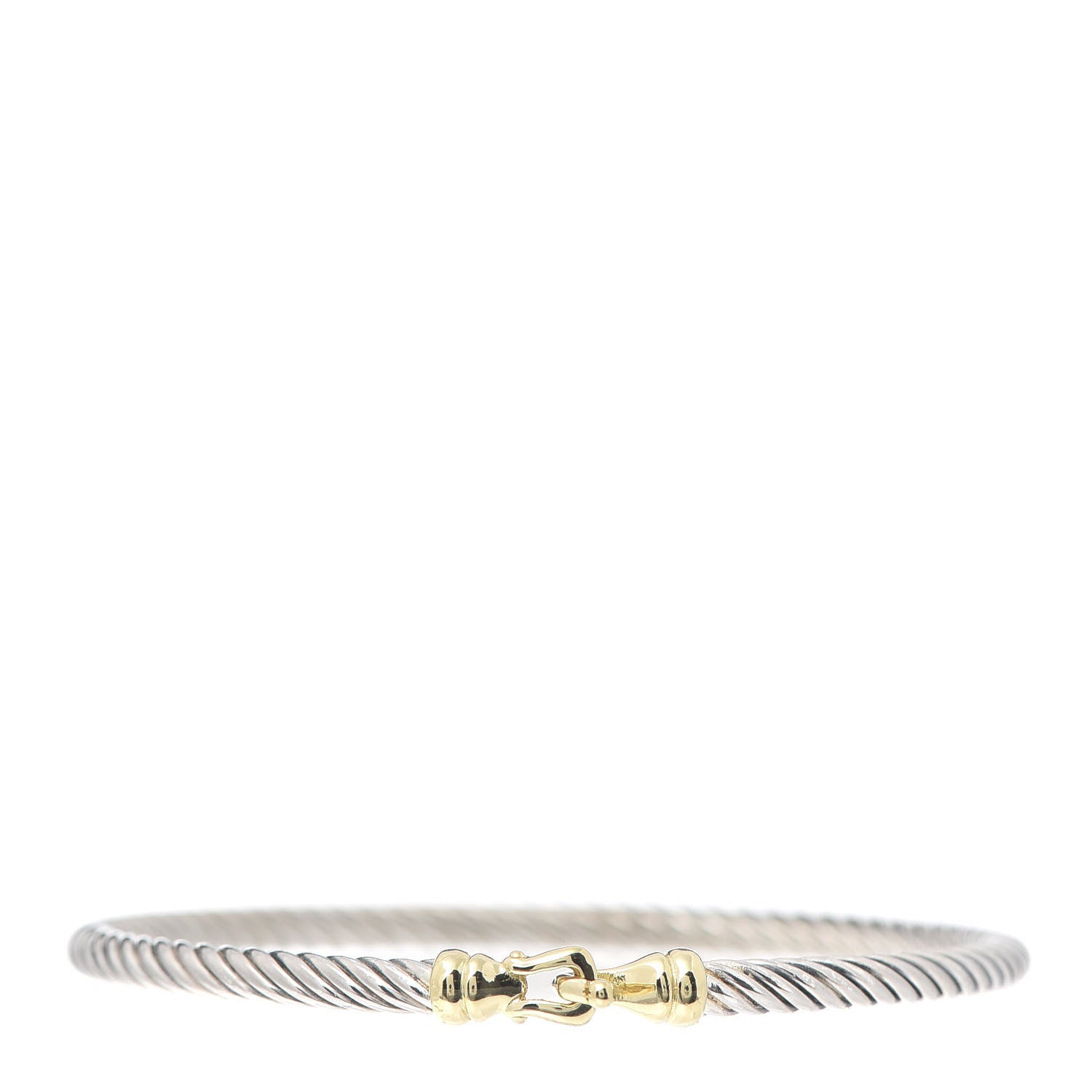 David Yurman Sterling Silver 18K Yellow Gold 3mm Kids Cable Buckle Bracelet 1 of 5
