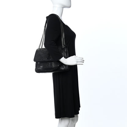 Saint Laurent Calfskin Matelasse Monogram Studded Medium Niki Chain Satchel Black 2 of 10