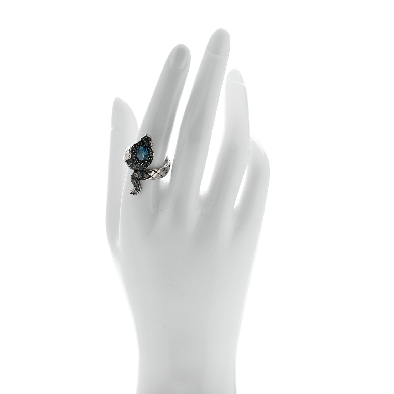 John Hardy Sterling Silve Blue Topaz White Sapphire Snake Ring 57 8 2 of 5