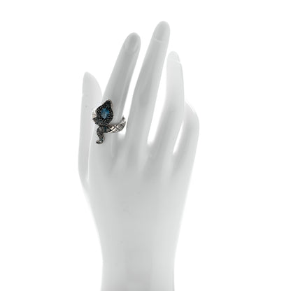 John Hardy Sterling Silve Blue Topaz White Sapphire Snake Ring 57 8 2 of 5