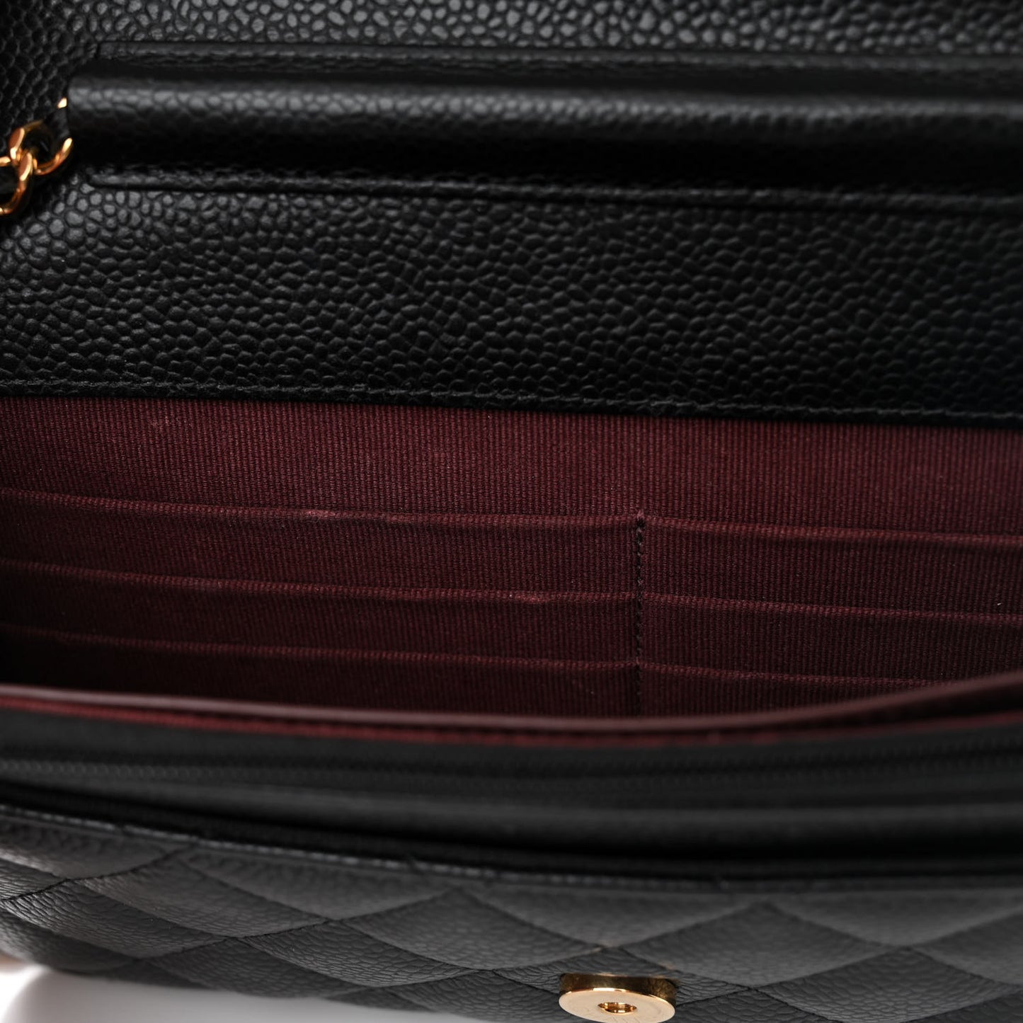 Caviar Quilted Wallet on Chain WOC Black