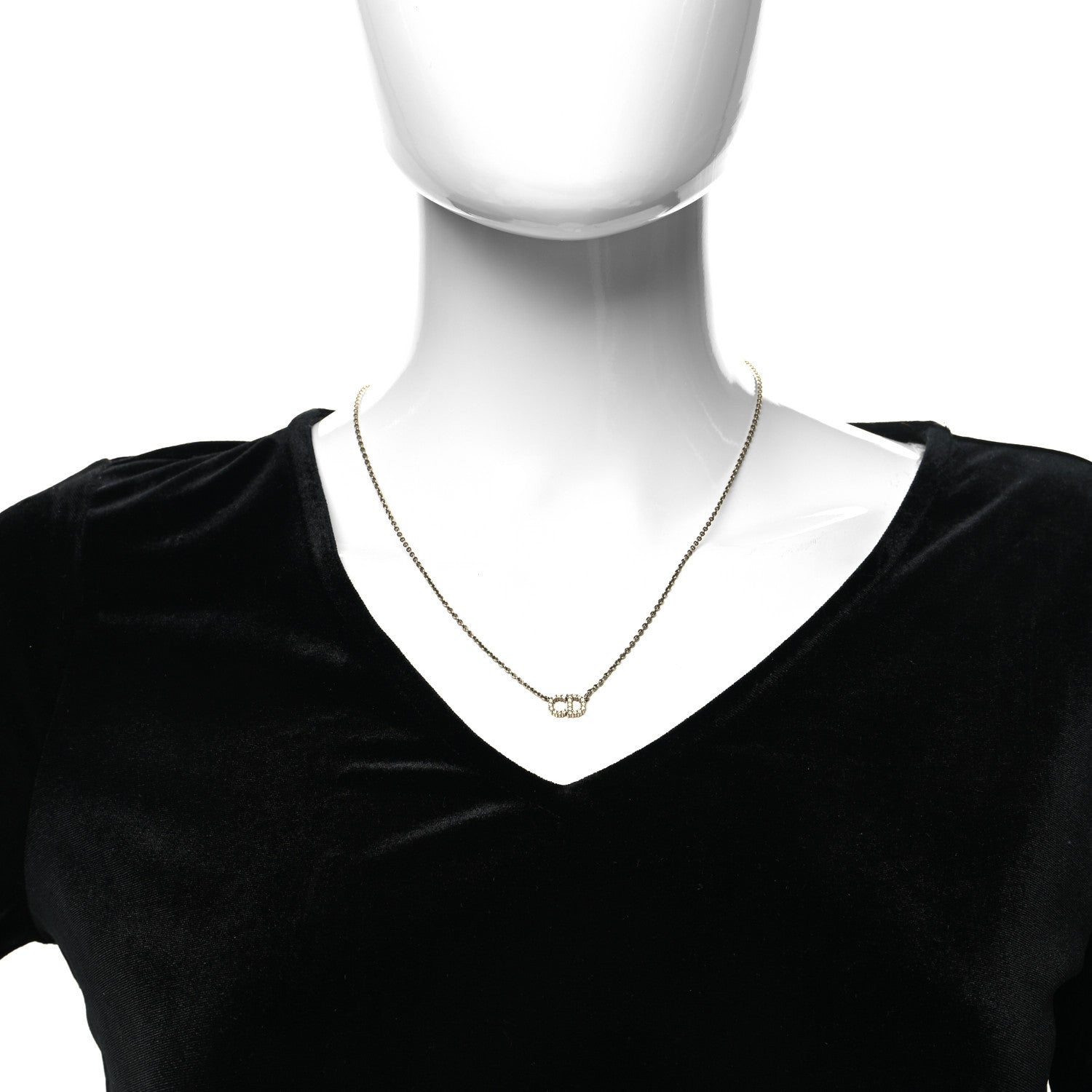 Christian Dior Metal Crystal Clair D Lune Necklace Gold 1 of 5
