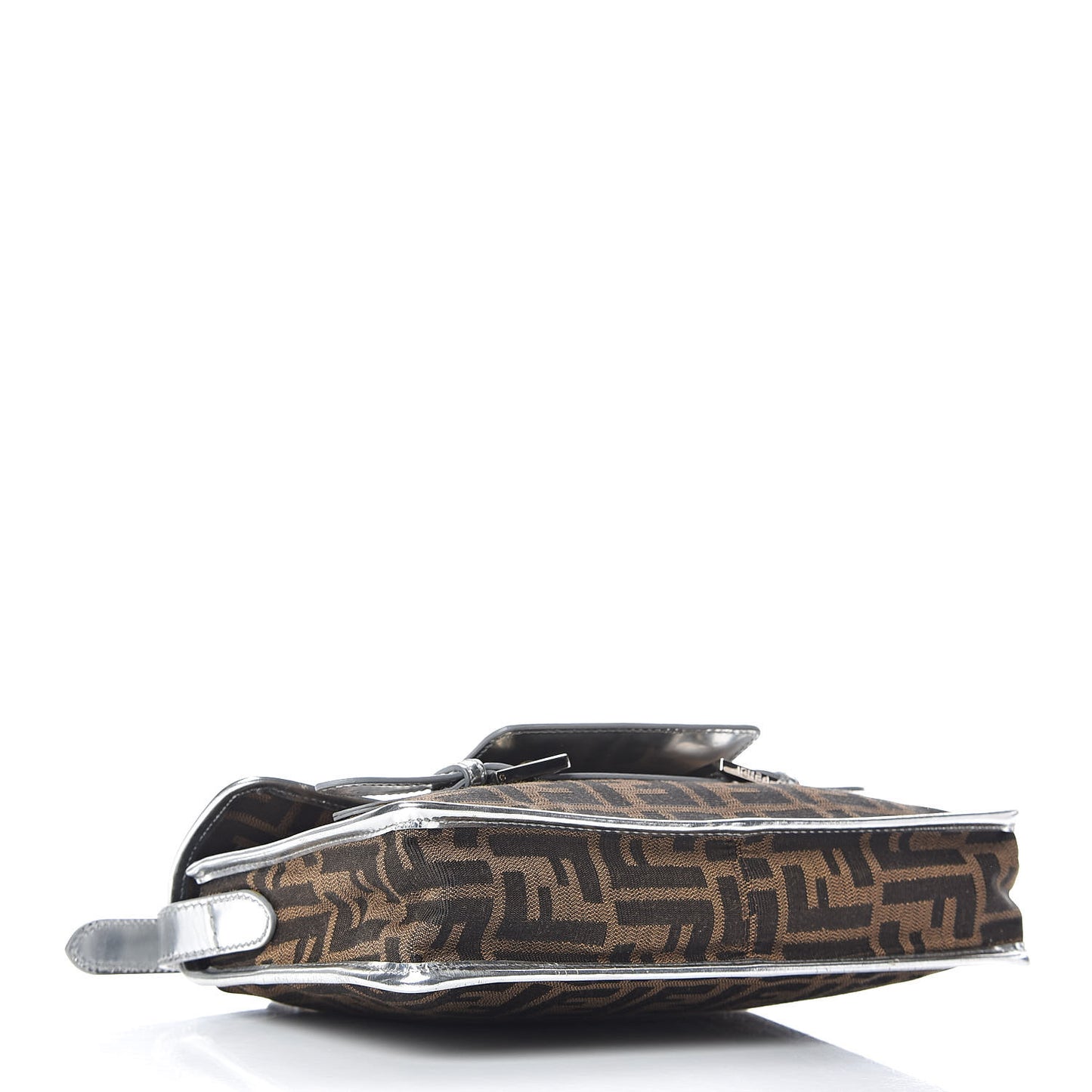Metallic Calfskin Zucca Shoulder Bag Silver Tobacco