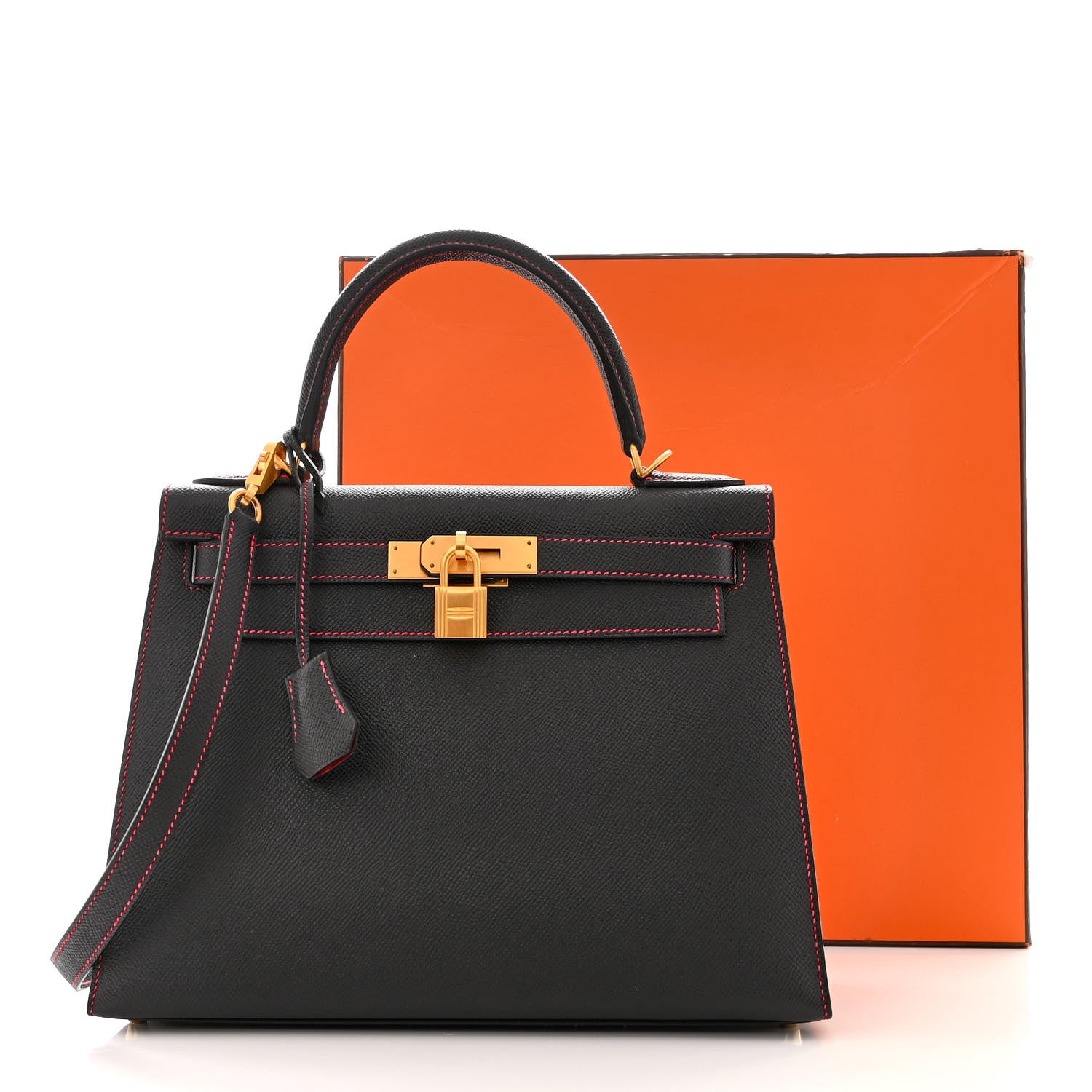 Hermes Epsom Horseshoe Kelly Sellier 28 Black Rouge Grenat 11 of 11