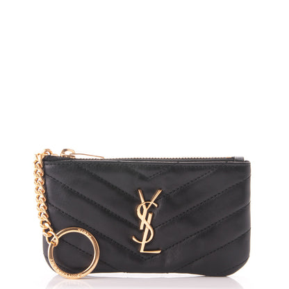 Saint Laurent Calfskin Matelasse Monogram Key Pouch Black 3 of 8