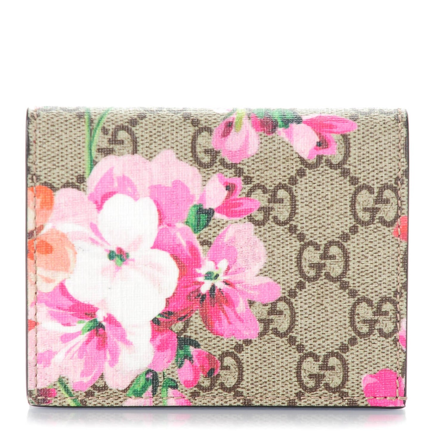 GG Supreme Monogram Blooms Card Case Beige Multicolor Dry Rose